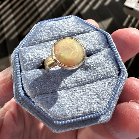Ethiopian Opal Set in Handmade 14k Gold Ring - Picture 11 of 15